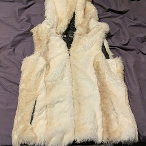 Hooded fur vest